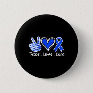 Awareness Month Blue Ribbon Peace Love Cure Faith 6 Cm Round Badge