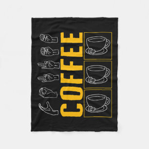 Awareness Month Coffee Asl Lover Trendy Love Deaf  Fleece Blanket