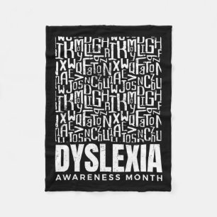 Awareness Month Dyslexia Warrior Dyslexic  Fleece Blanket