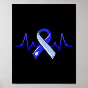 Awareness Month Heartbeat Blue Ribbon Poster