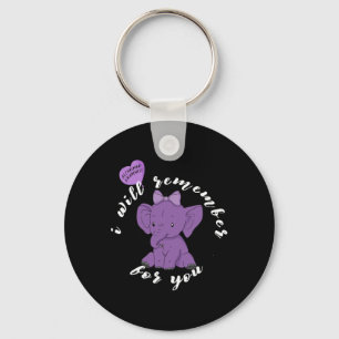 Awareness Month I End Purple Ribbon Elephant 2 Key Ring