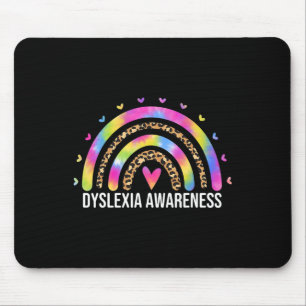 Awareness Month Leopard Rainbow For Women Dyslexic Mouse Pad