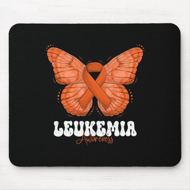 Awareness Month Orange Ribbon Butterfly  Mouse Pad (Front)