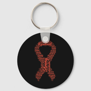 Awareness Month Orange Ribbon With Words  Key Ring