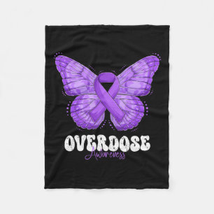 Awareness Month Purple Ribbon Butterfly  Fleece Blanket