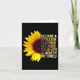 Awareness Month Sunflower Job Dyslexia Teacher Card