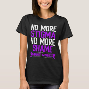 Awareness No More Stigma Shame Purple Ribbon  T-Shirt