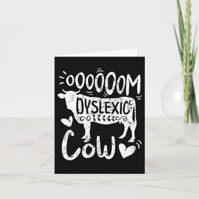 Awareness Oooom Dyslexic Cow Reading Learning Farm Card (Front)