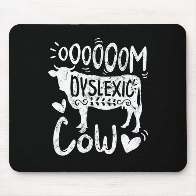 Awareness Oooom Dyslexic Cow Reading Learning Farm Mouse Pad (Front)