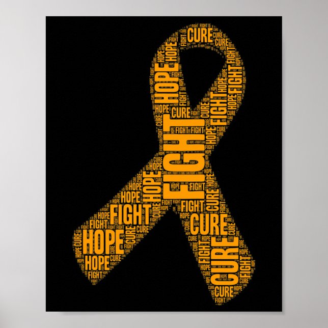 Awareness Orange Fight Hope Cure Ribbon  Poster (Front)