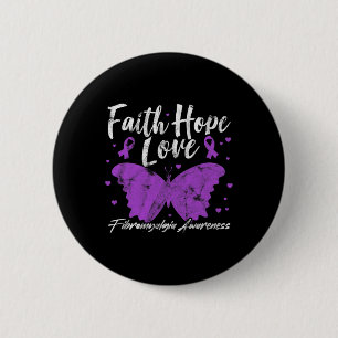 Awareness Purple Butterfly Fibro Warrior Grunge 6 Cm Round Badge