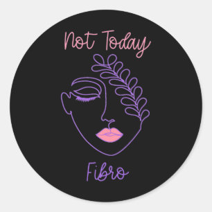 Awareness Purple Fibro Woman Face Line Art  Classic Round Sticker