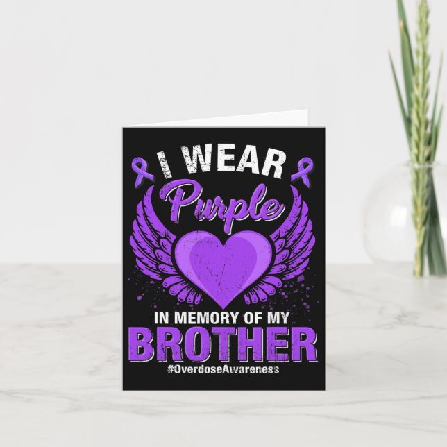 Awareness Purple Memory Of My Brother 2  Card (Front)