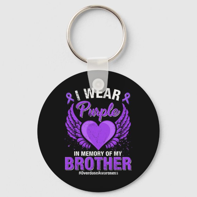 Awareness Purple Memory Of My Brother 2  Key Ring (Front)