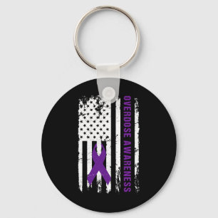 Awareness Purple Ribbon Addiction Recovery Key Ring