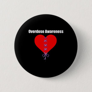 Awareness Purple Ribbon Broken Heart Grief 6 Cm Round Badge