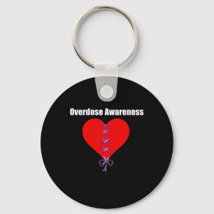 Awareness Purple Ribbon Broken Heart Grief Key Ring