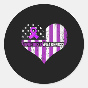 Awareness Purple Ribbon Drug Addiction  Classic Round Sticker
