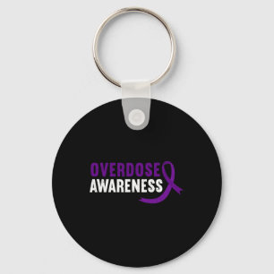 Awareness Purple Ribbon Drug Addiction Recovery Key Ring