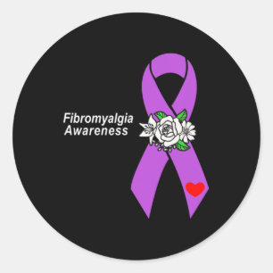 Awareness Purple Ribbon Flowers Classic Round Sticker