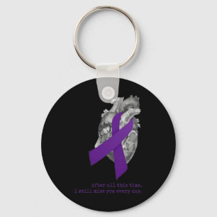 Awareness Purple Ribbon Heart Miss You Key Ring