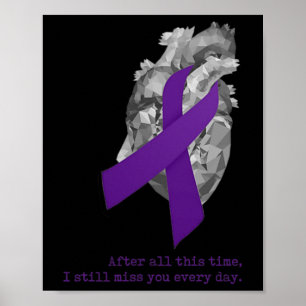Awareness Purple Ribbon Heart Miss You Poster