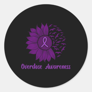 Awareness Purple Sunflower Classic Round Sticker