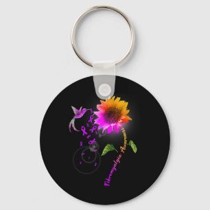 Awareness Purple Sunflower Hummingbird  Key Ring