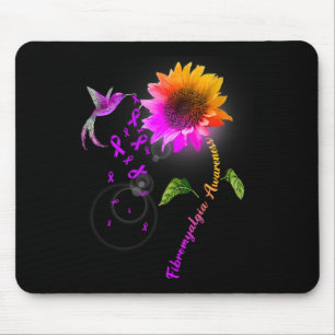 Awareness Purple Sunflower Hummingbird Mouse Pad