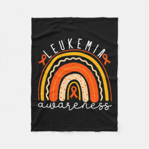 Awareness Rainbow Leukaemia Support Orange Ribbon Fleece Blanket