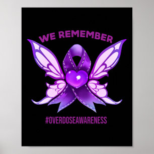 Awareness Remember Purple Ribbon End Addiction Poster