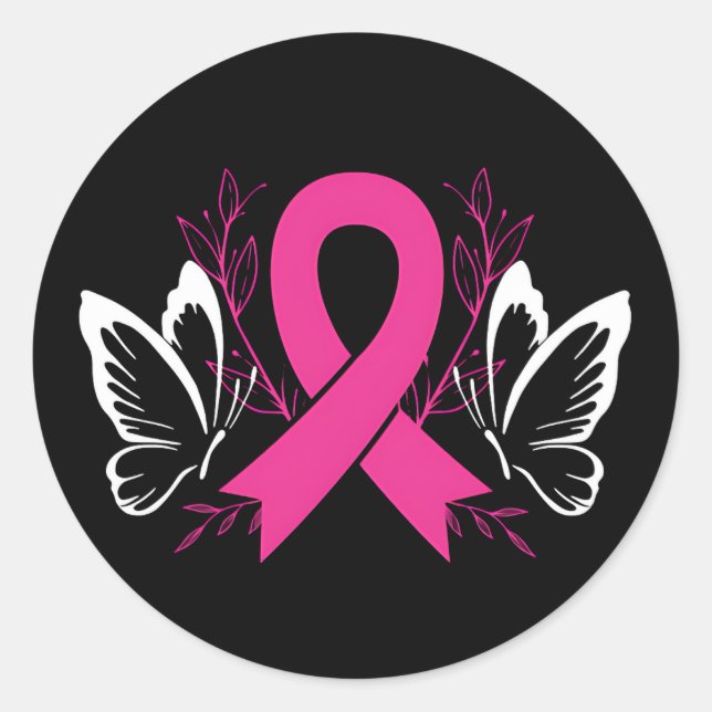awareness ribbon breast cancer awareness  classic round sticker (Front)
