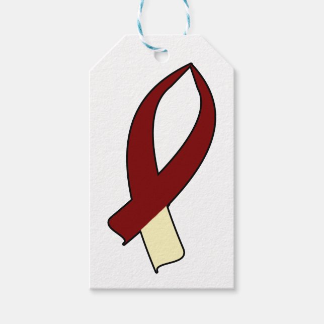 Awareness Ribbon (Burgundy & Cream) Gift Tags (Front)