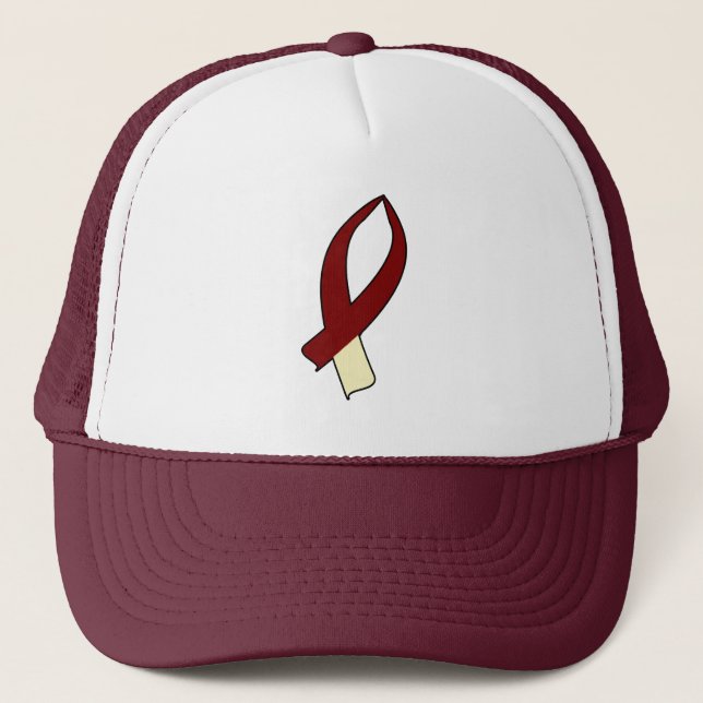 Awareness Ribbon (Burgundy & Cream) Trucker Hat (Front)