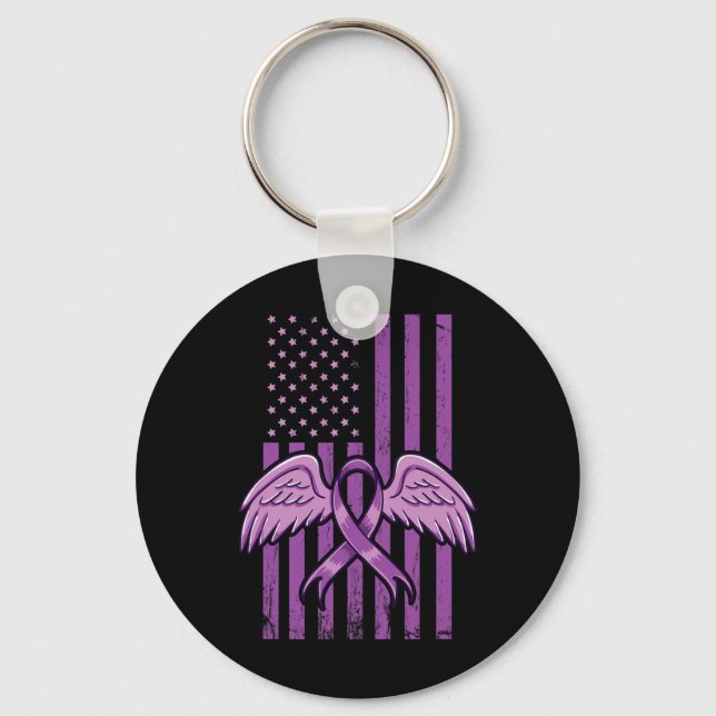 Awareness Ribbon Flag 2  Key Ring (Front)
