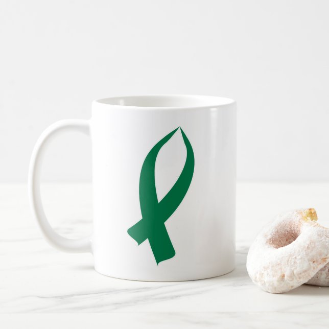 Awareness Ribbon (Green) Coffee Mug (With Donut)