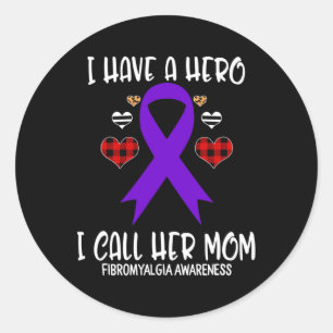 Awareness Ribbon I Have Hero Call Her Mom Classic Round Sticker