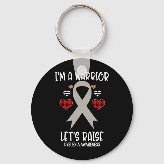Awareness Ribbon I'm Warrior Lets Raise Support  Key Ring (Front)