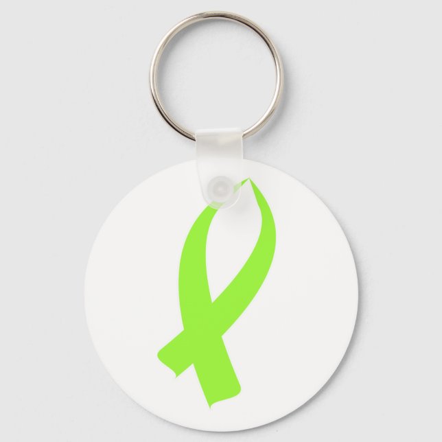 Awareness Ribbon (Lime Green) Key Ring (Front)
