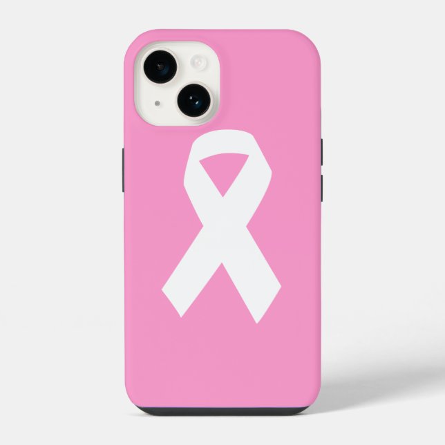 Awareness Ribbon on Pink iPhone Case (Back)