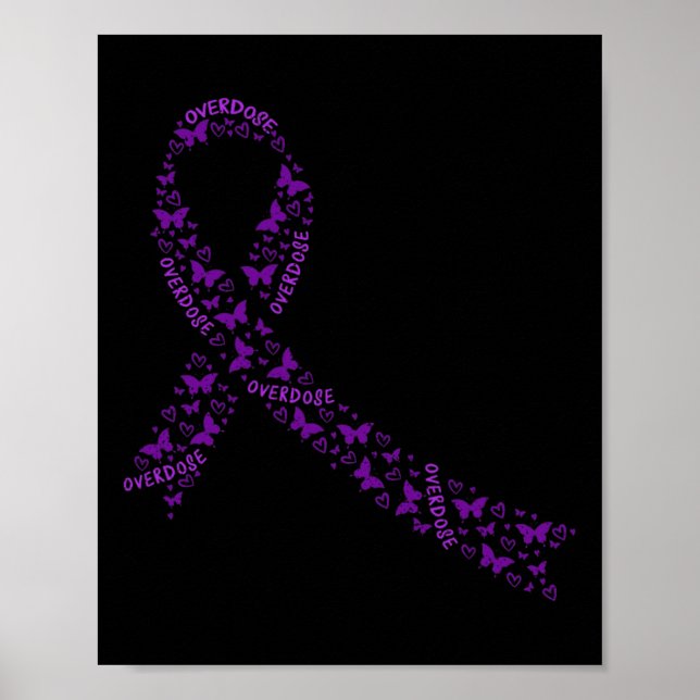 Awareness Ribbon Purple Drug Addiction Recovery  Poster (Front)