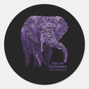 Awareness S And Gifts Purple Elephant Classic Round Sticker