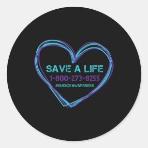 Awareness Save A Life Teal Purple Love Heart Classic Round Sticker