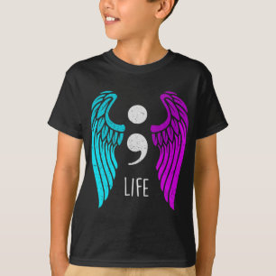 Awareness - Semi Colon Life Angel T-Shirt