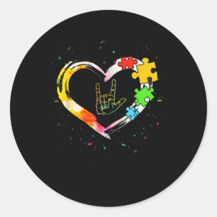 Awareness Special Ed Teacher Asl Sign Language Puz Classic Round Sticker
