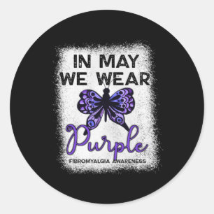 Awareness Spoonie In May We Wear Purple Butterfly  Classic Round Sticker