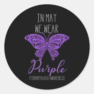 Awareness Spoonie In May We Wear Purple Butterfly  Classic Round Sticker