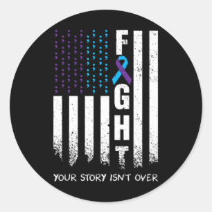 Awareness Suicide Prevention Ribbon Fight American Classic Round Sticker