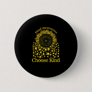 Awareness Sunflower Choose Kind Yellow Ribbon Asl 6 Cm Round Badge