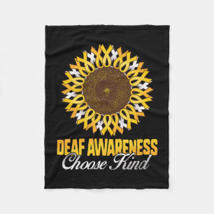 Awareness Sunflower Choose Kind Yellow Ribbon Asl Fleece Blanket